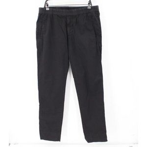James Perse Pants Men 3 Cotton Linen Elastic Waist Drawstring Black straight leg